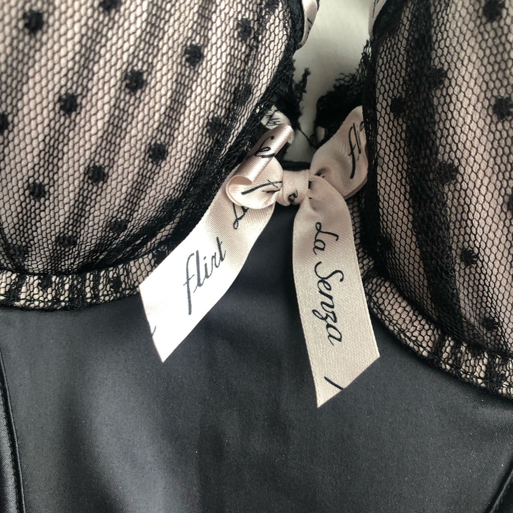 La SENZA Black Sheer Corset with Polka Dot Design - Picture 5 of 9